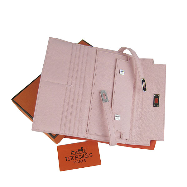 High Quality Hermes Kelly Long Clutch Bag Pink H009 Replica